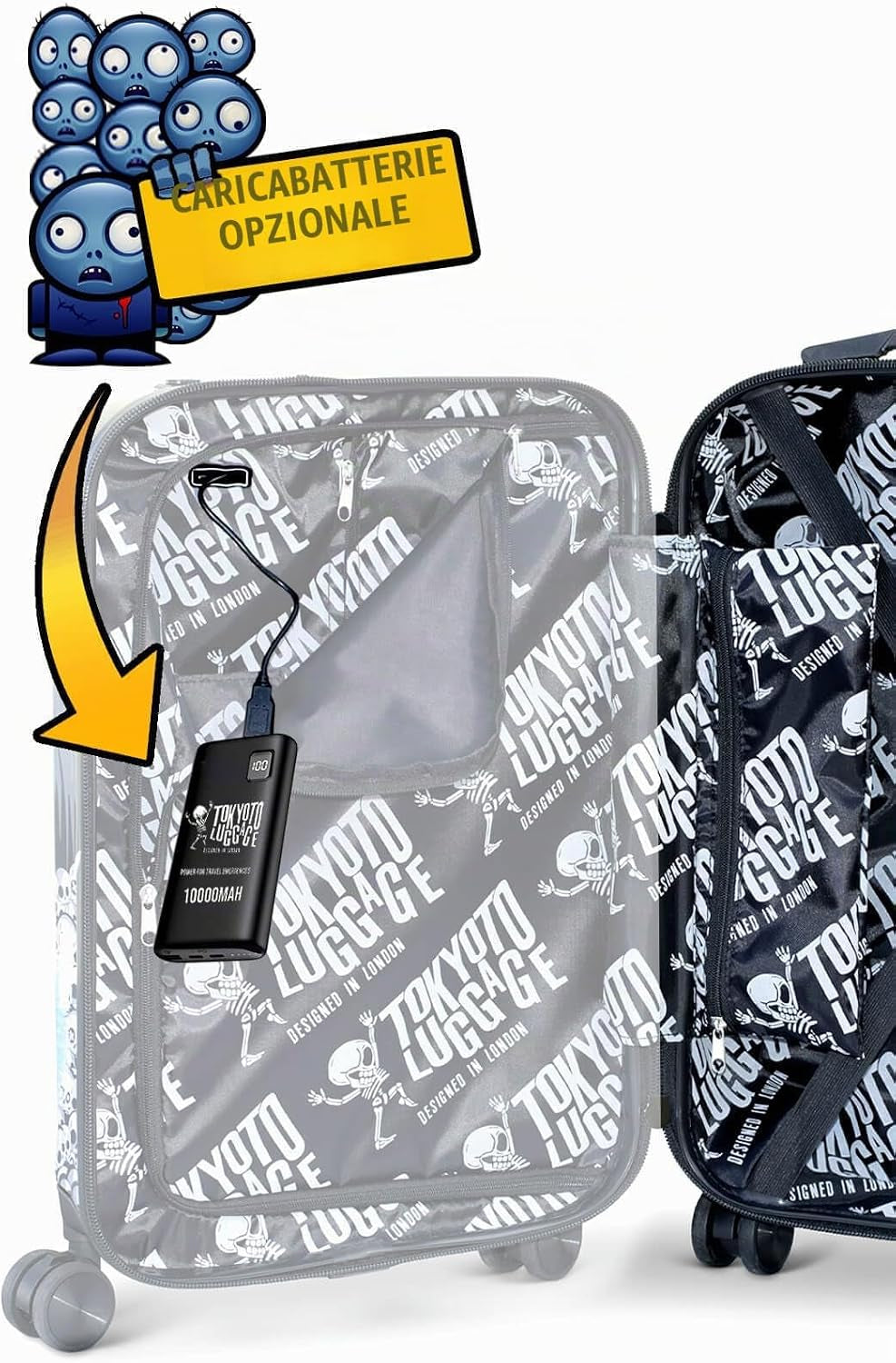 Valigia Cabina Bambini Ragazzi 55X35X20 USB Snot Monster Mostri Zombi Bimbo